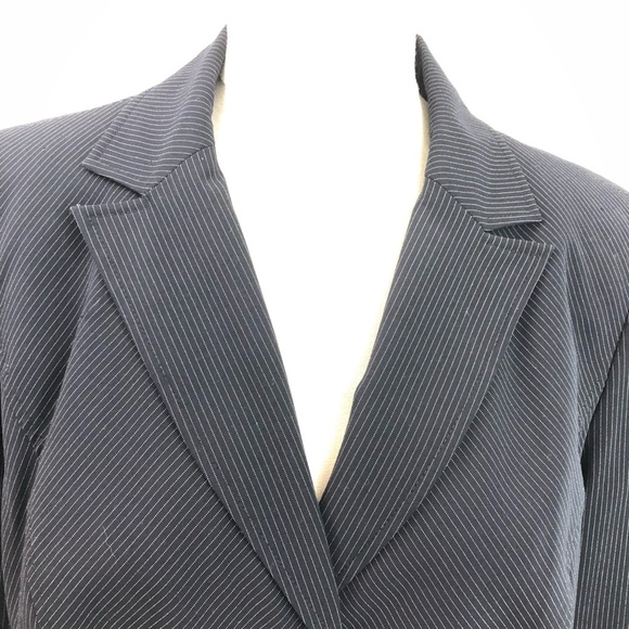 Apt.9 Black Blazer Jacket White Pinstripe 3 Button front Size 16 NWOT - Picture 2 of 13